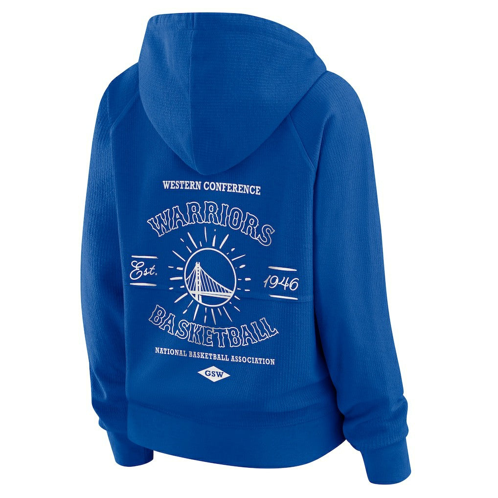 Golden State Warriors WEAR by Erin Andrews Women's Vintage Full-Zip Raglan Hoodie Blue