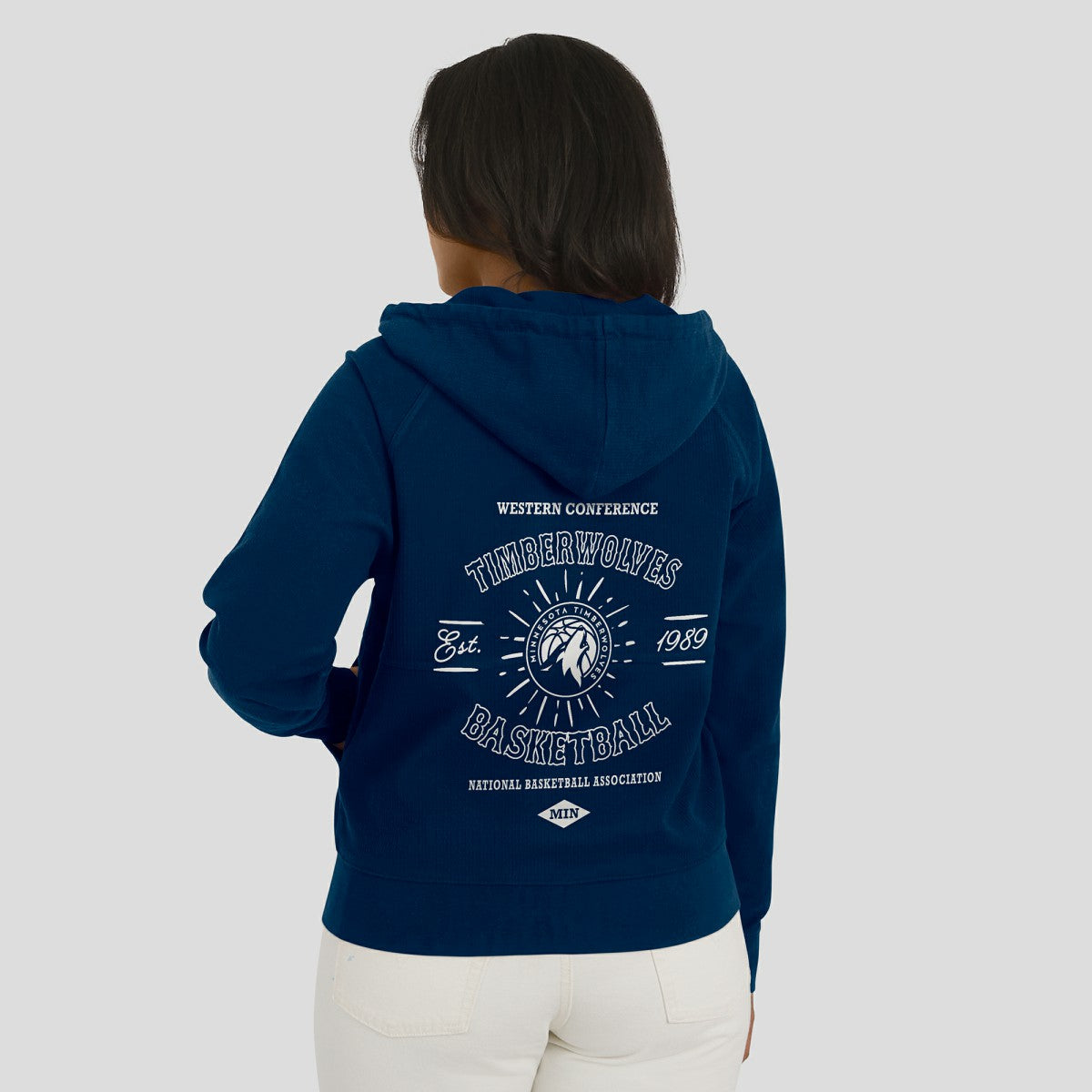 Minnesota Timberwolves WEAR by Erin Andrews Women's Vintage Full-Zip Raglan Hoodie Navy
