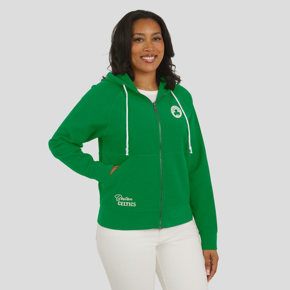 Boston Celtics WEAR by Erin Andrews Women's Vintage Full-Zip Raglan Hoodie Green