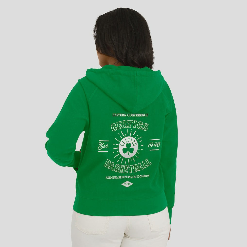 Boston Celtics WEAR by Erin Andrews Women's Vintage Full-Zip Raglan Hoodie Green