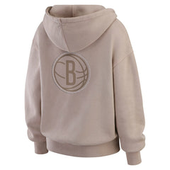 Brooklyn Nets WEAR by Erin Andrews Women's Washed Pullover Crewdie Tan