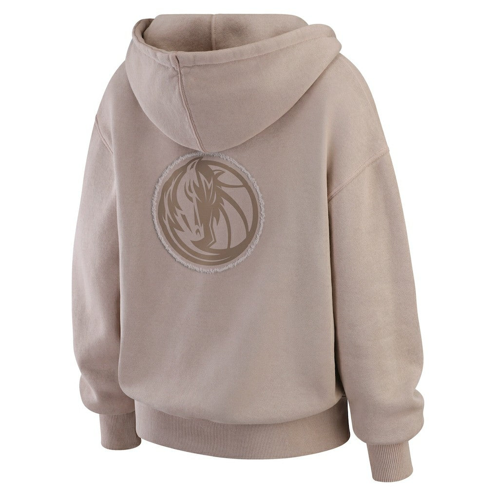 Dallas Mavericks WEAR by Erin Andrews Women's Washed Pullover Crewdie Tan
