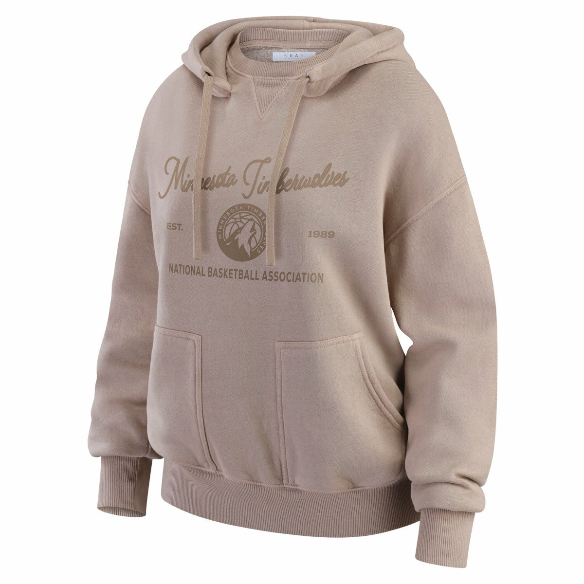 Minnesota Timberwolves WEAR by Erin Andrews Women's Washed Pullover Crewdie Tan