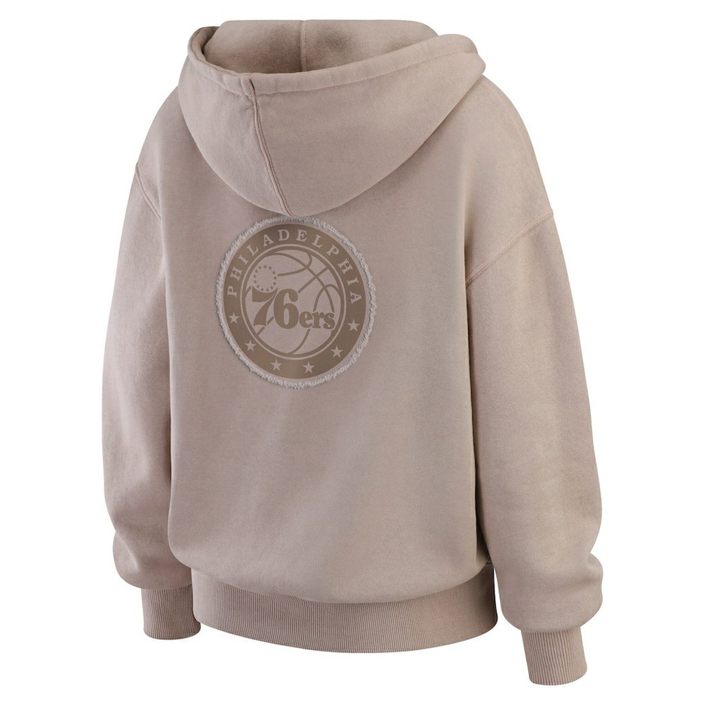 Philadelphia 76ers WEAR by Erin Andrews Women's Washed Pullover Crewdie Tan