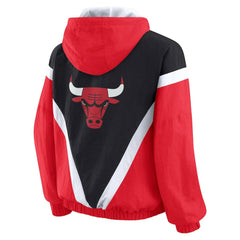 Chicago Bulls WEAR by Erin Andrews Women's Colorblock Full-Zip Hoodie Windbreaker Jacket Black/Red