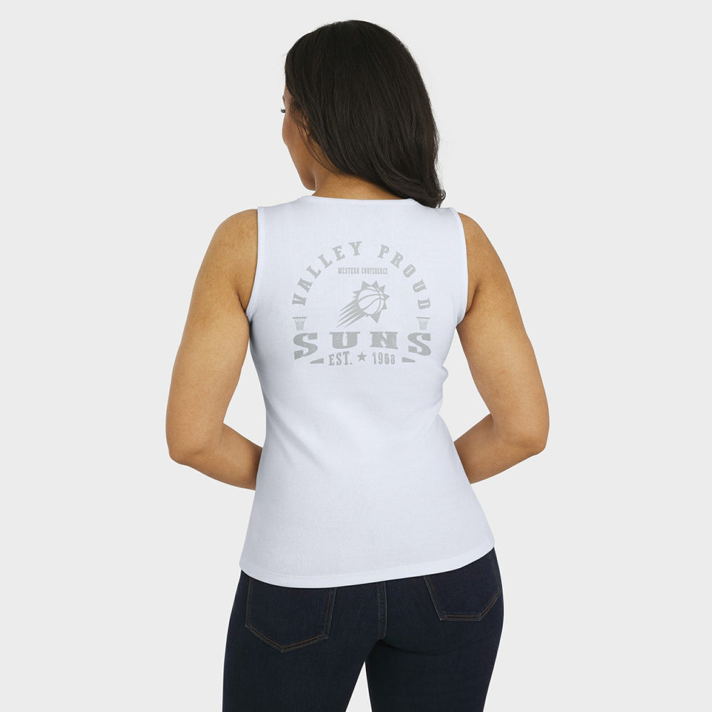 Phoenix Suns WEAR by Erin Andrews Women's Rib-Knit Henley Tank Top White