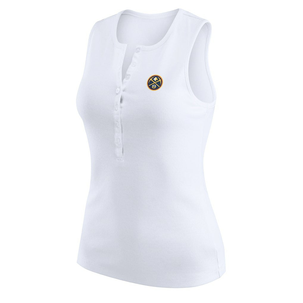 Denver Nuggets WEAR by Erin Andrews Women's Rib-Knit Henley Tank Top White