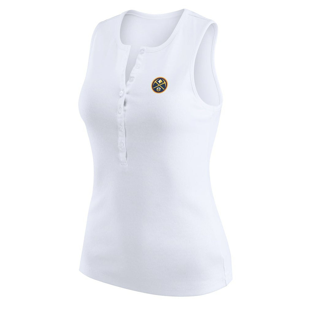 Denver Nuggets WEAR by Erin Andrews Women's Rib-Knit Henley Tank Top White