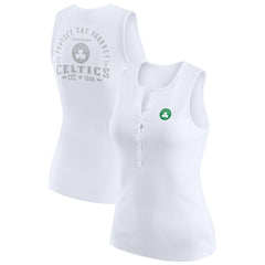Boston Celtics WEAR by Erin Andrews Women's Rib-Knit Henley Tank Top White