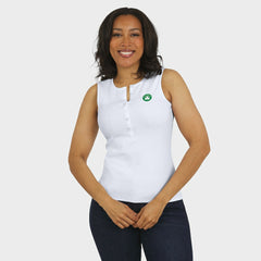 Boston Celtics WEAR by Erin Andrews Women's Rib-Knit Henley Tank Top White