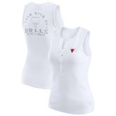 Chicago Bulls WEAR by Erin Andrews Women's Rib-Knit Henley Tank Top White