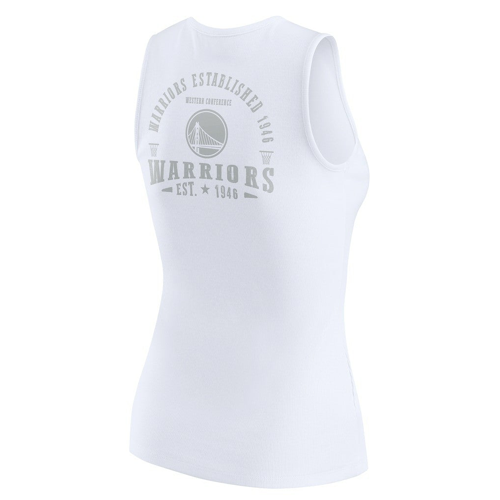 Golden State Warriors WEAR by Erin Andrews Women's Rib-Knit Henley Tank Top White