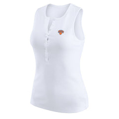 New York Knicks WEAR by Erin Andrews Women's Rib-Knit Henley Tank Top White