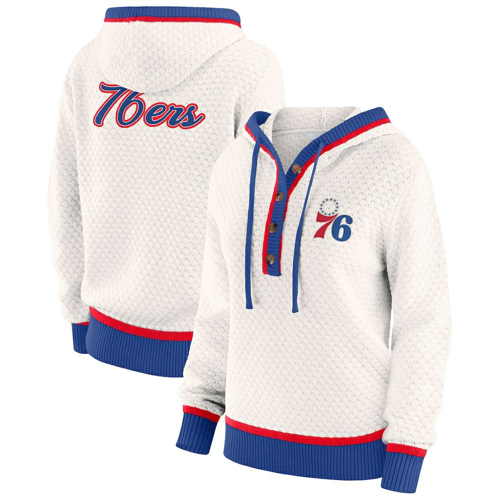 Philadelphia 76ers WEAR by Erin Andrews Women's Plus Size Hoodie Sweater Cream