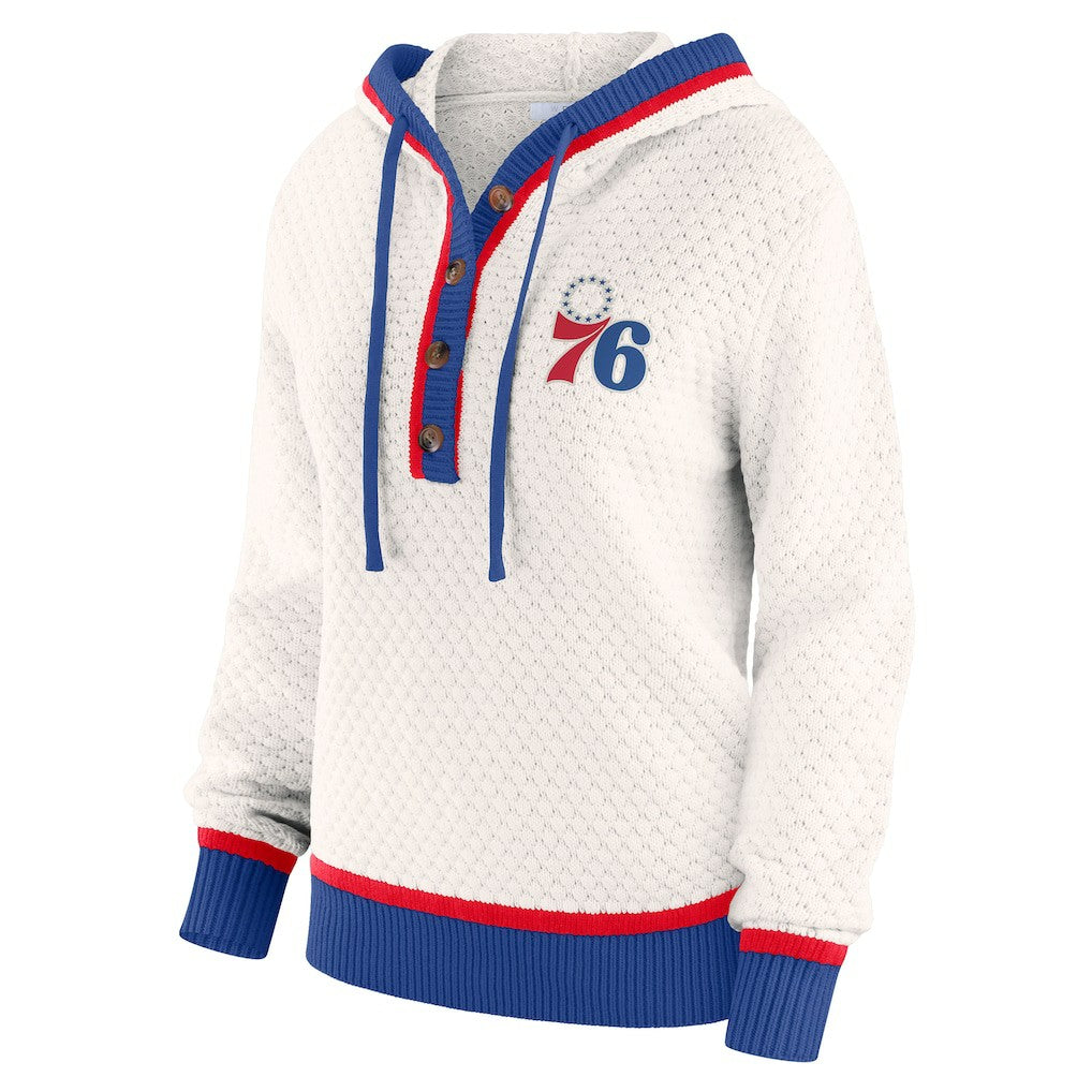 Philadelphia 76ers WEAR by Erin Andrews Women's Plus Size Hoodie Sweater Cream