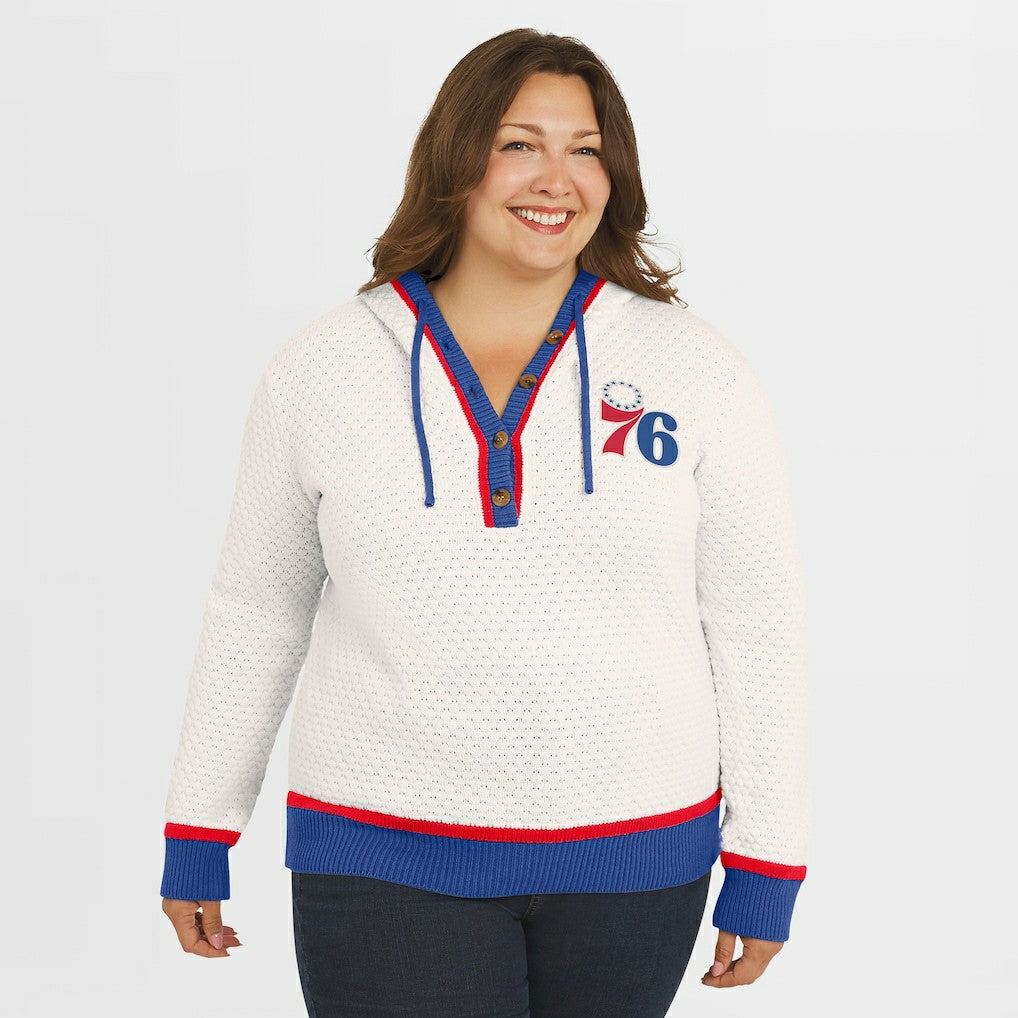 Philadelphia 76ers WEAR by Erin Andrews Women's Plus Size Hoodie Sweater Cream