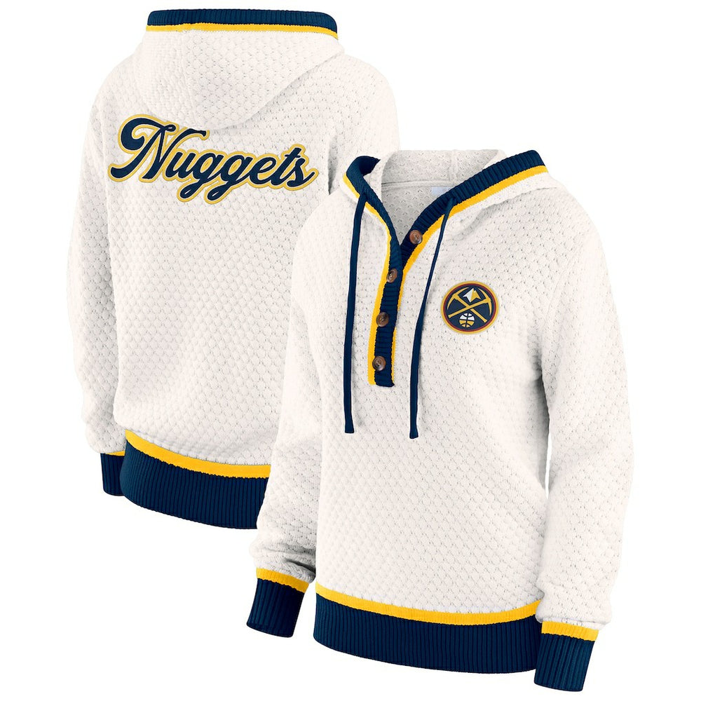 Denver Nuggets WEAR by Erin Andrews Women's Plus Size Hoodie Sweater Cream