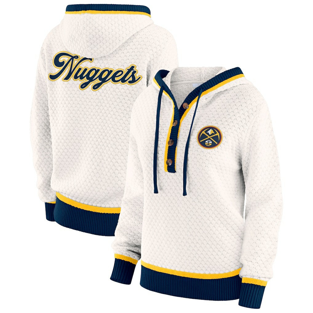 Denver Nuggets WEAR by Erin Andrews Women's Plus Size Hoodie Sweater Cream
