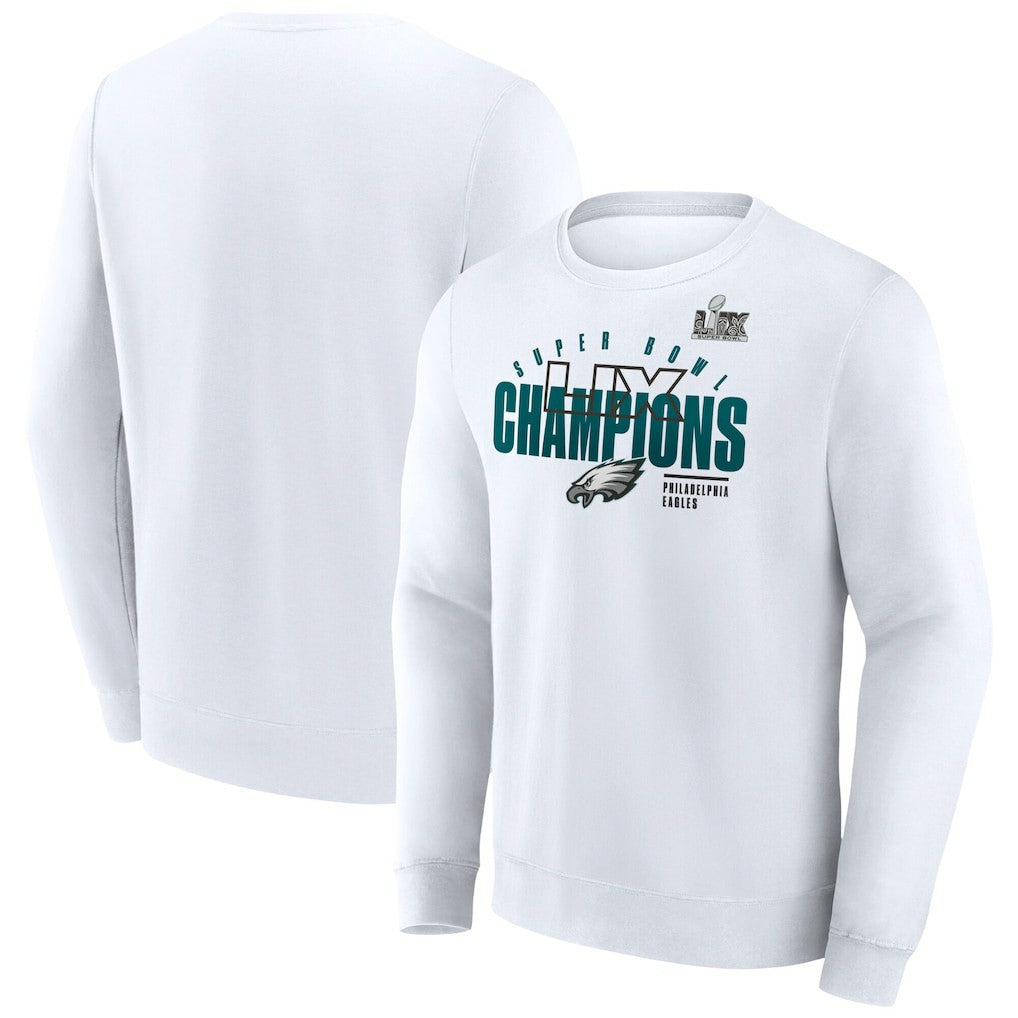 Philadelphia Eagles Super Bowl LIX Champions Iconic Victory Fleece Sweatshirt - White - Fanatics
