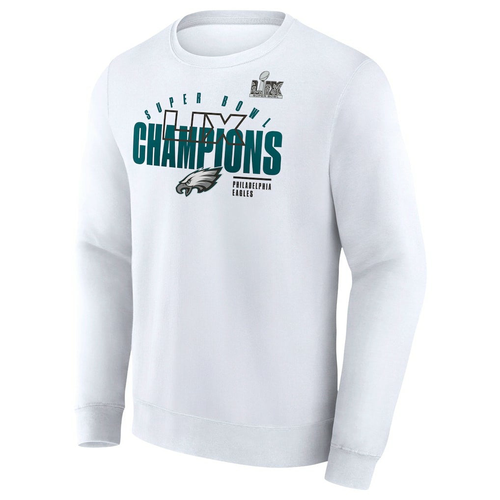 Philadelphia Eagles Super Bowl LIX Champions Iconic Victory Fleece Sweatshirt - White - Fanatics