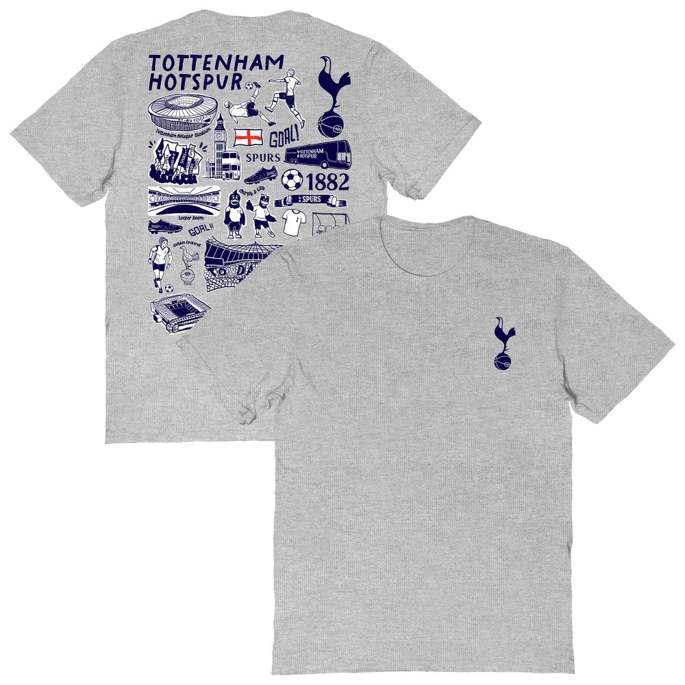 Tottenham Hotspur Vive La Fete Women's Impressions Artwork T-Shirt Heather Gray
