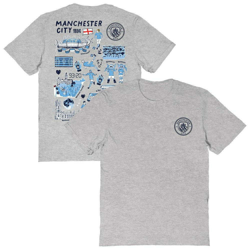 Manchester City Vive La Fete Women's Impressions Artwork T-Shirt Heather Gray