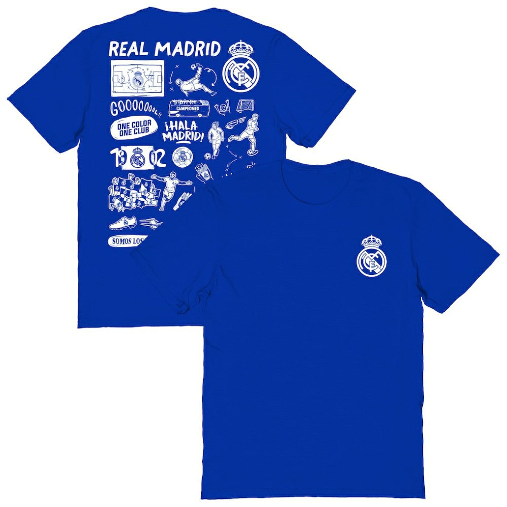 Real Madrid Vive La Fete Women's Impressions Artwork T-Shirt Royal