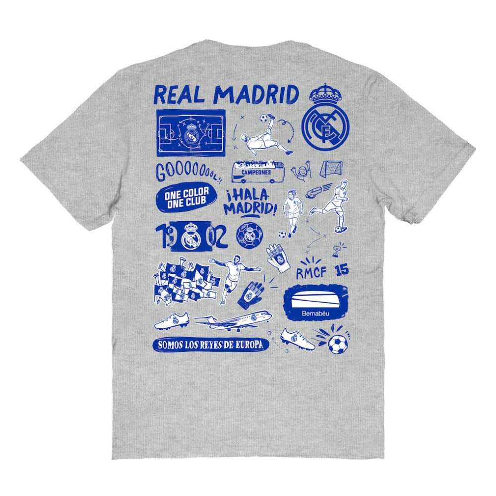 Real Madrid Vive La Fete Women's Impressions Artwork T-Shirt Heather Gray