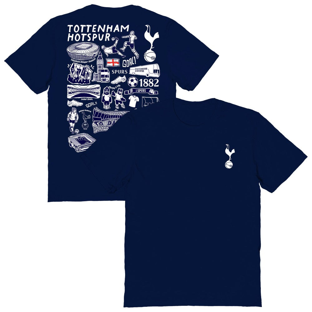 Tottenham Hotspur Vive La Fete Women's Impressions Artwork T-Shirt Navy
