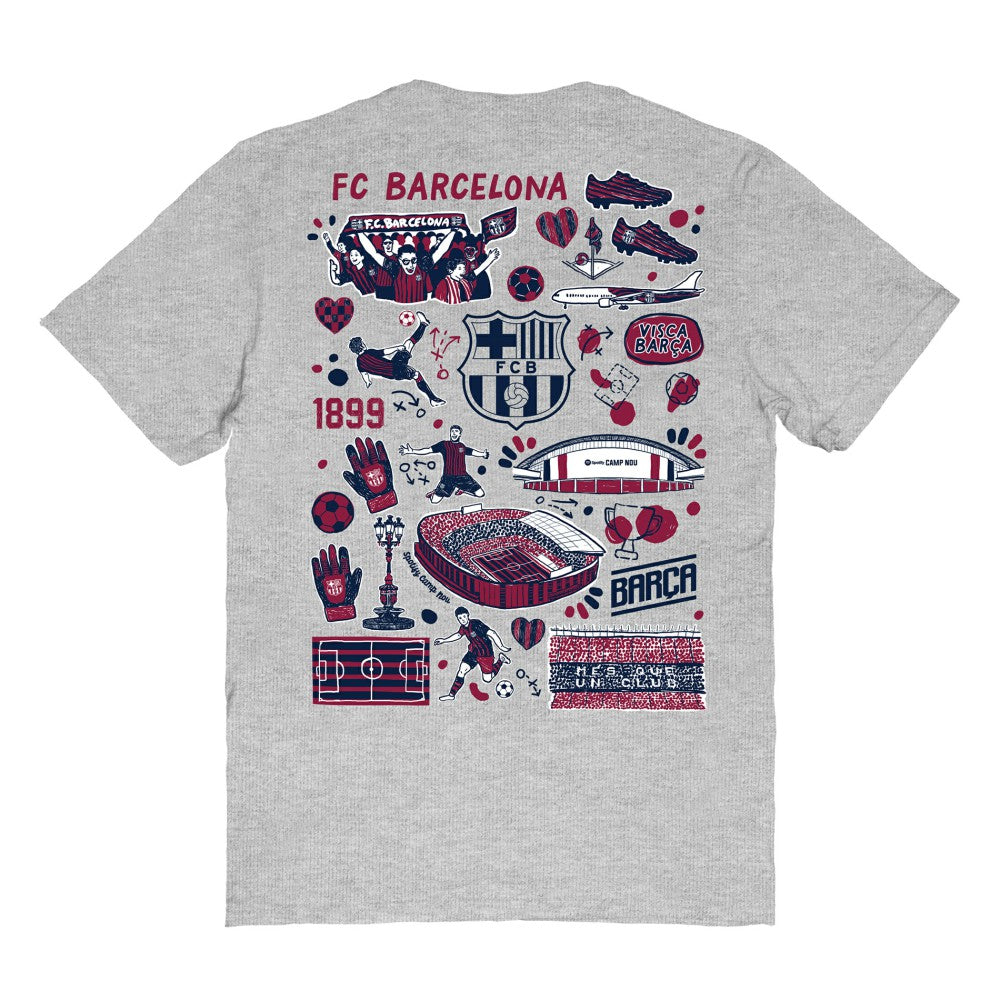 Barcelona Vive La Fete Women's Impressions Artwork T-Shirt Heather Gray