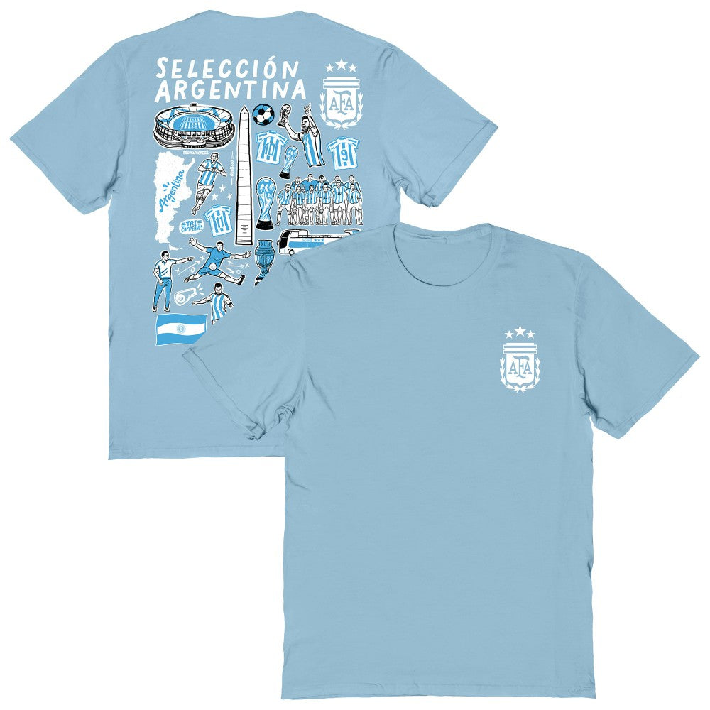 Argentina National Team Vive La Fete Women's Impressions Artwork T-Shirt Light Blue