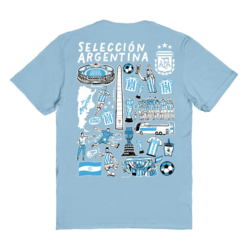 Argentina National Team Vive La Fete Women's Impressions Artwork T-Shirt Light Blue
