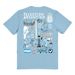 Argentina National Team Vive La Fete Women's Impressions Artwork T-Shirt Light Blue