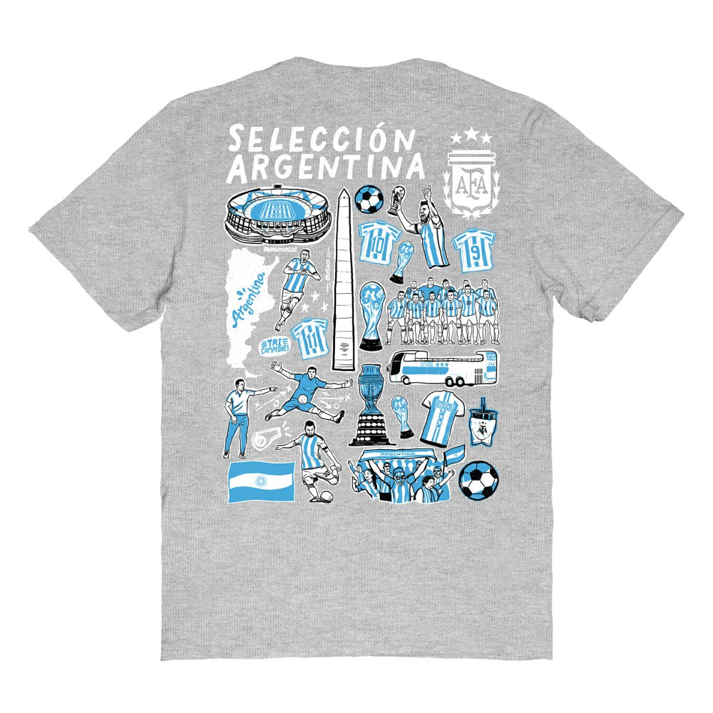 Argentina National Team Vive La Fete Women's Impressions Artwork T-Shirt Heather Gray