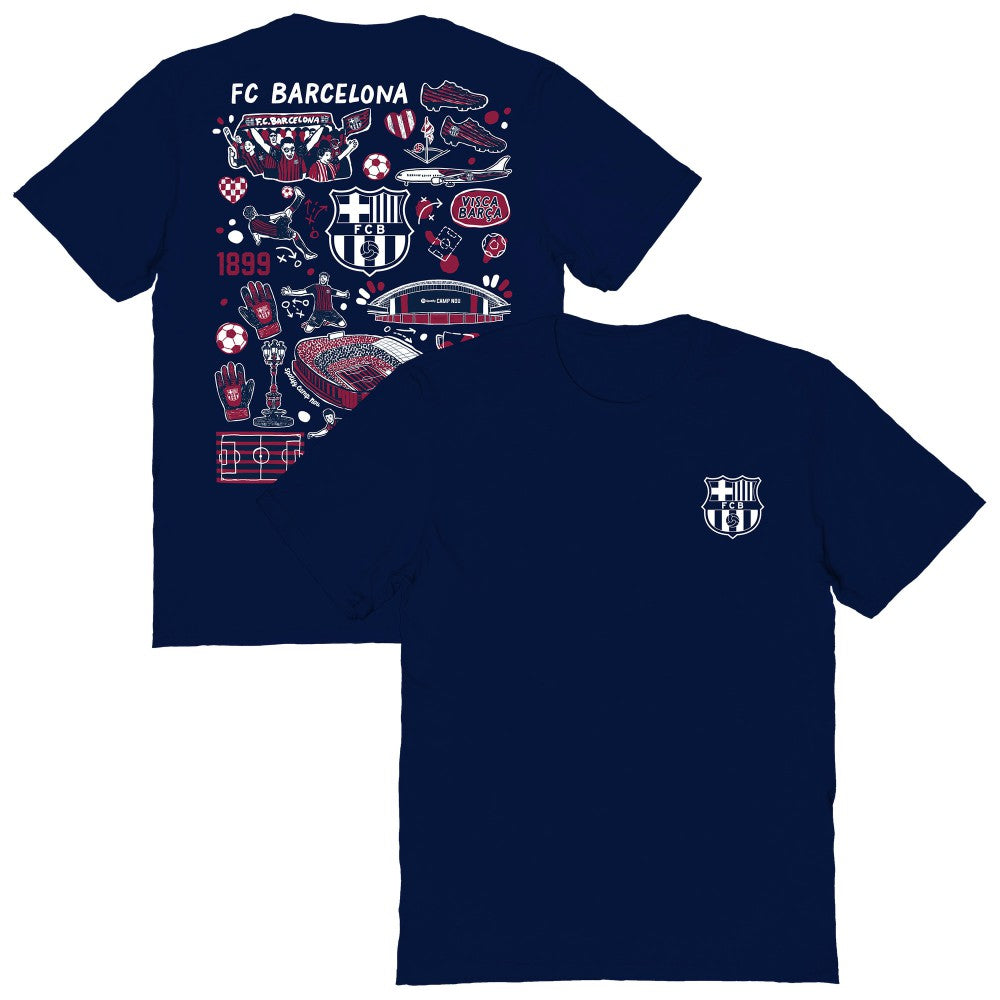 Barcelona Vive La Fete Women's Impressions Artwork T-Shirt Navy