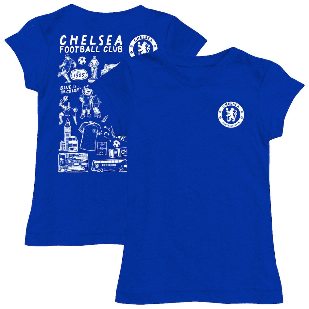 Chelsea Vive La Fete Girls Youth Color Badge Fitted T-Shirt Blue
