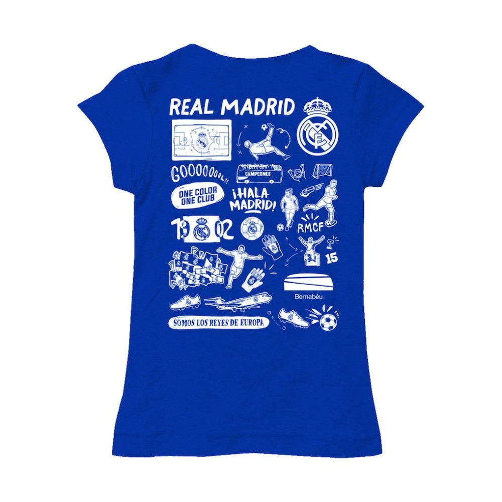 Real Madrid Vive La Fete Girls Youth Color Badge Fitted T-Shirt Royal
