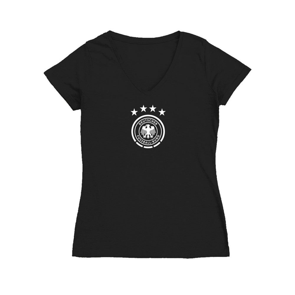 Germany National Team Vive La Fete Women's Color Badge V-Neck Fitted T-Shirt Black