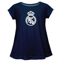 Real Madrid Vive La Fete Girls Youth Color Badge A-Line Top Navy
