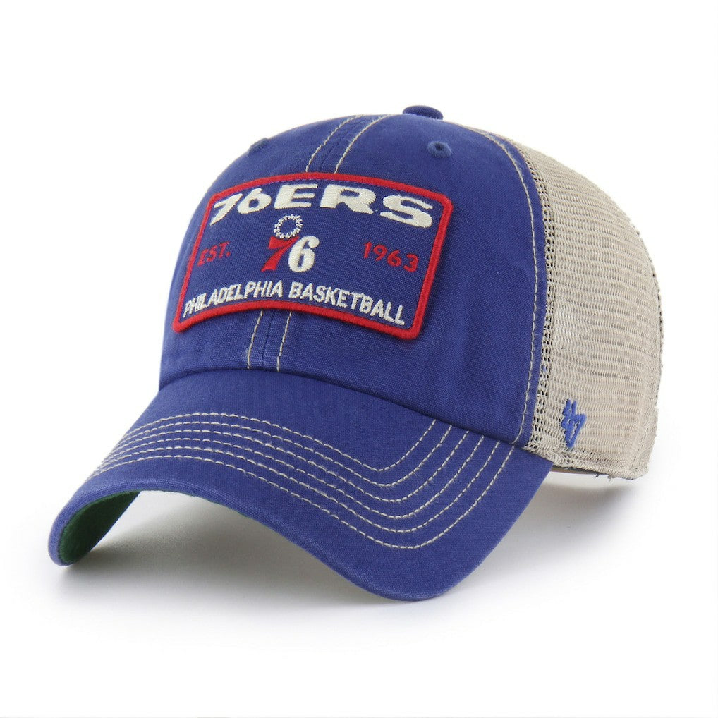 47 brand Philadelphia 76ers '47 Wabash Patch Clean Up Adjustable Hat Royal/Tan