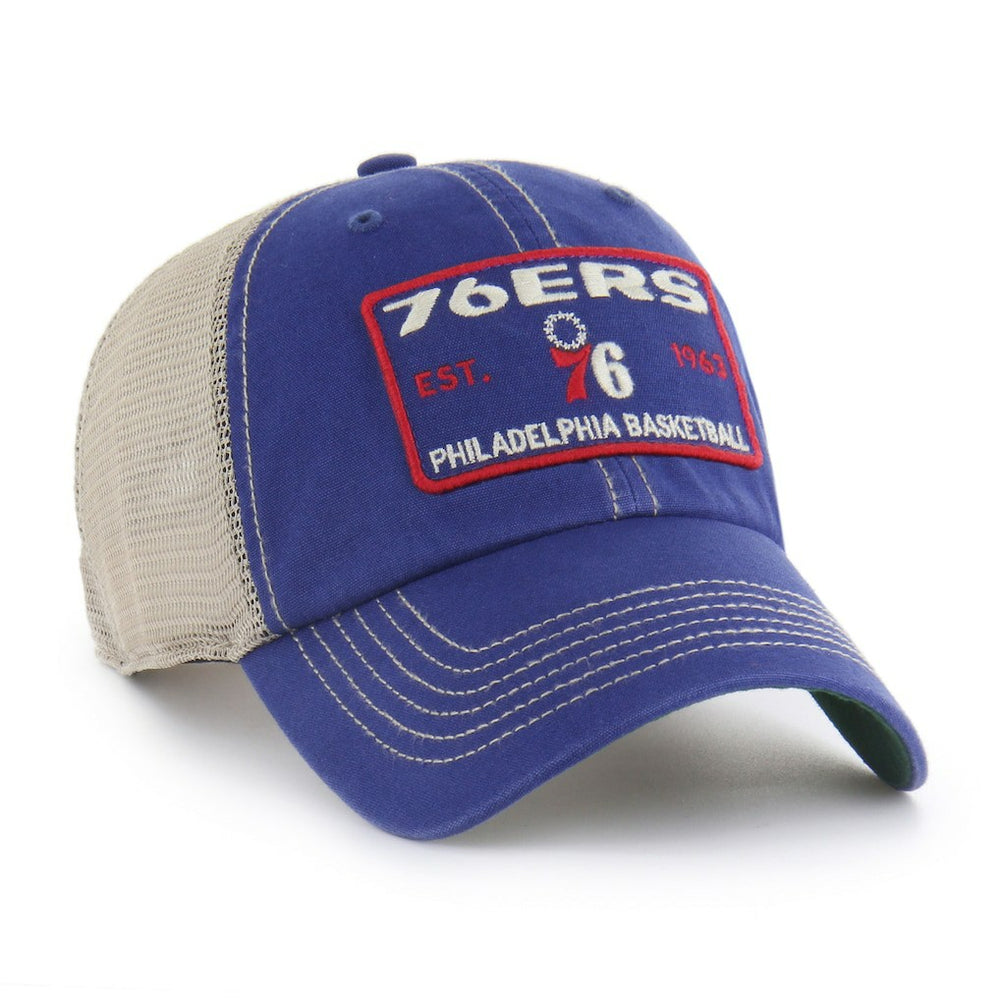 47 brand Philadelphia 76ers '47 Wabash Patch Clean Up Adjustable Hat Royal/Tan