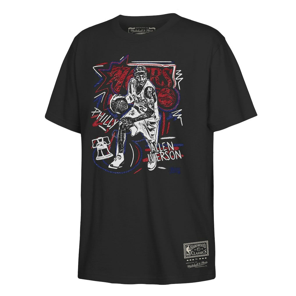 Mitchell & Ness Allen Iverson Philadelphia 76ers Youth Chalked Up T-Shirt Black