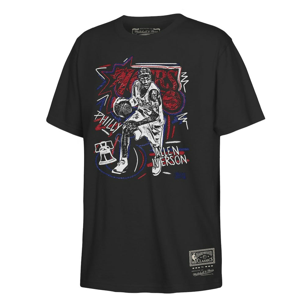 Mitchell & Ness Allen Iverson Philadelphia 76ers Youth Chalked Up T-Shirt Black