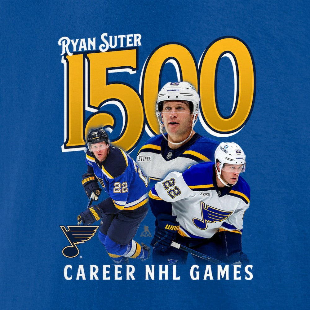 Ryan Suter St. Louis Blues 1500 Career NHL Games T-Shirt - Royal | NHL discount