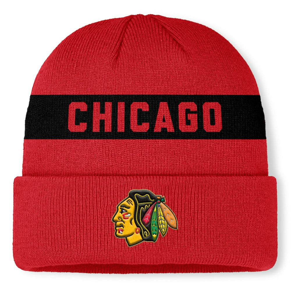 Chicago Blackhawks Fanatics Centennial Cuffed Knit Hat - Red | Fanatics Lifestyle