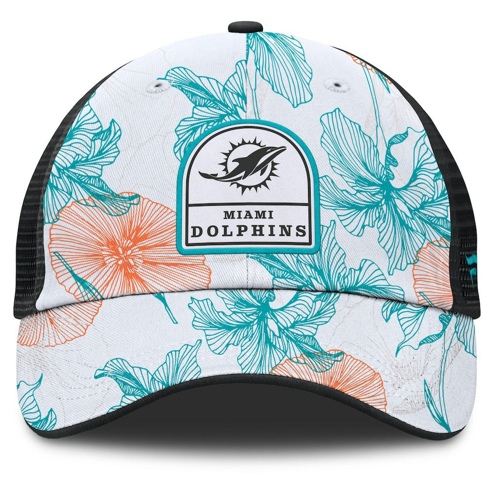 Miami Dolphins Tropical Adjustable Trucker Hat - White/Black - Fanatics