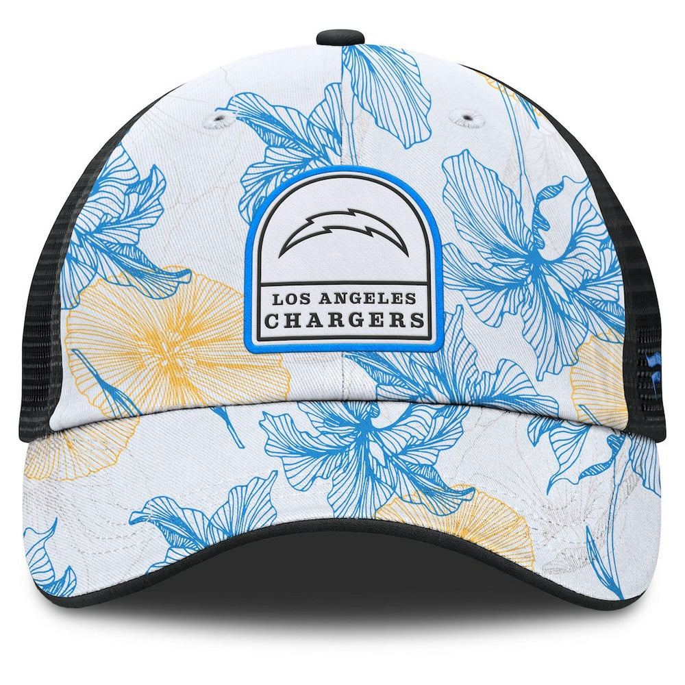 Los Angeles Chargers Tropical Adjustable Trucker Hat - White/Black - Fanatics