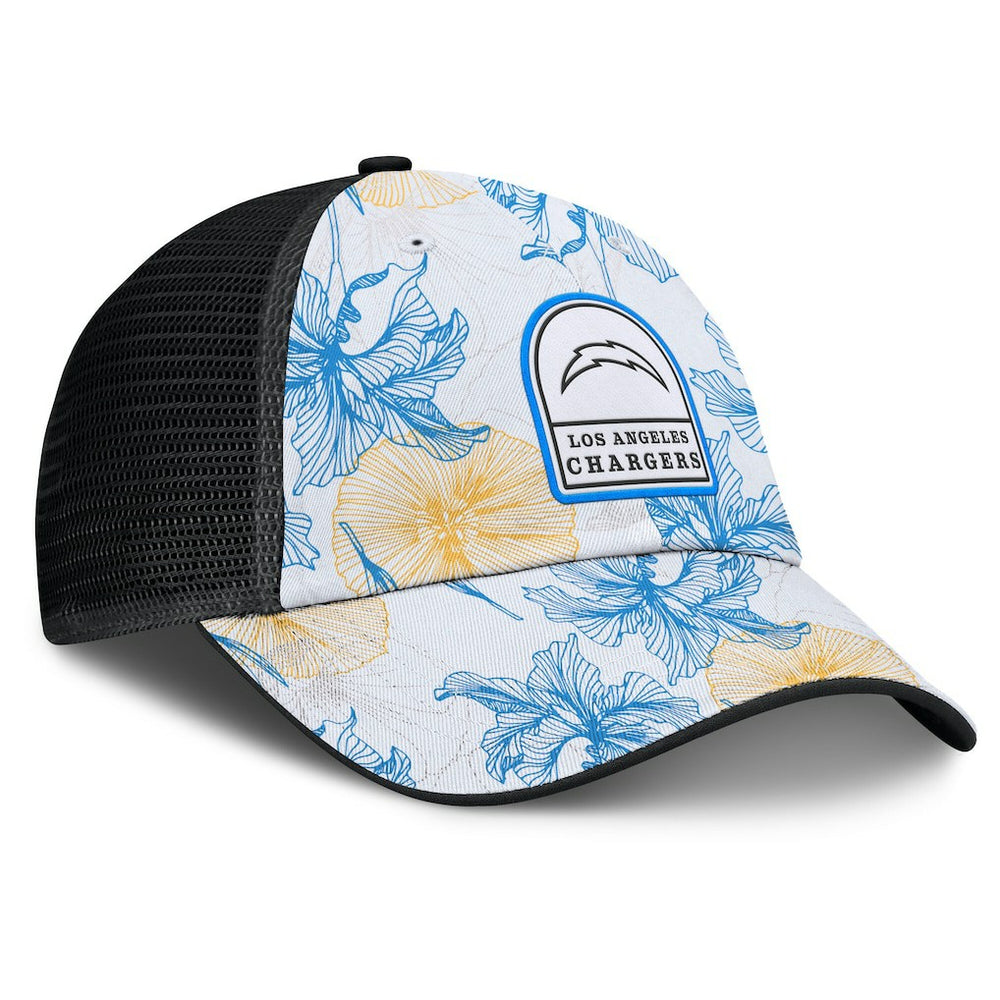 Los Angeles Chargers Tropical Adjustable Trucker Hat - White/Black - Fanatics