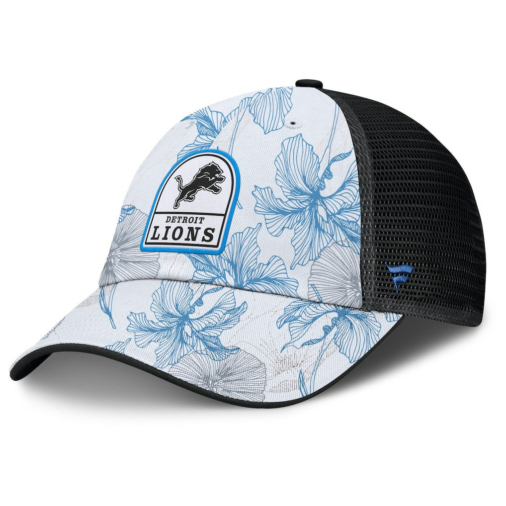 Detroit Lions Tropical Adjustable Trucker Hat - White/Black - Fanatics