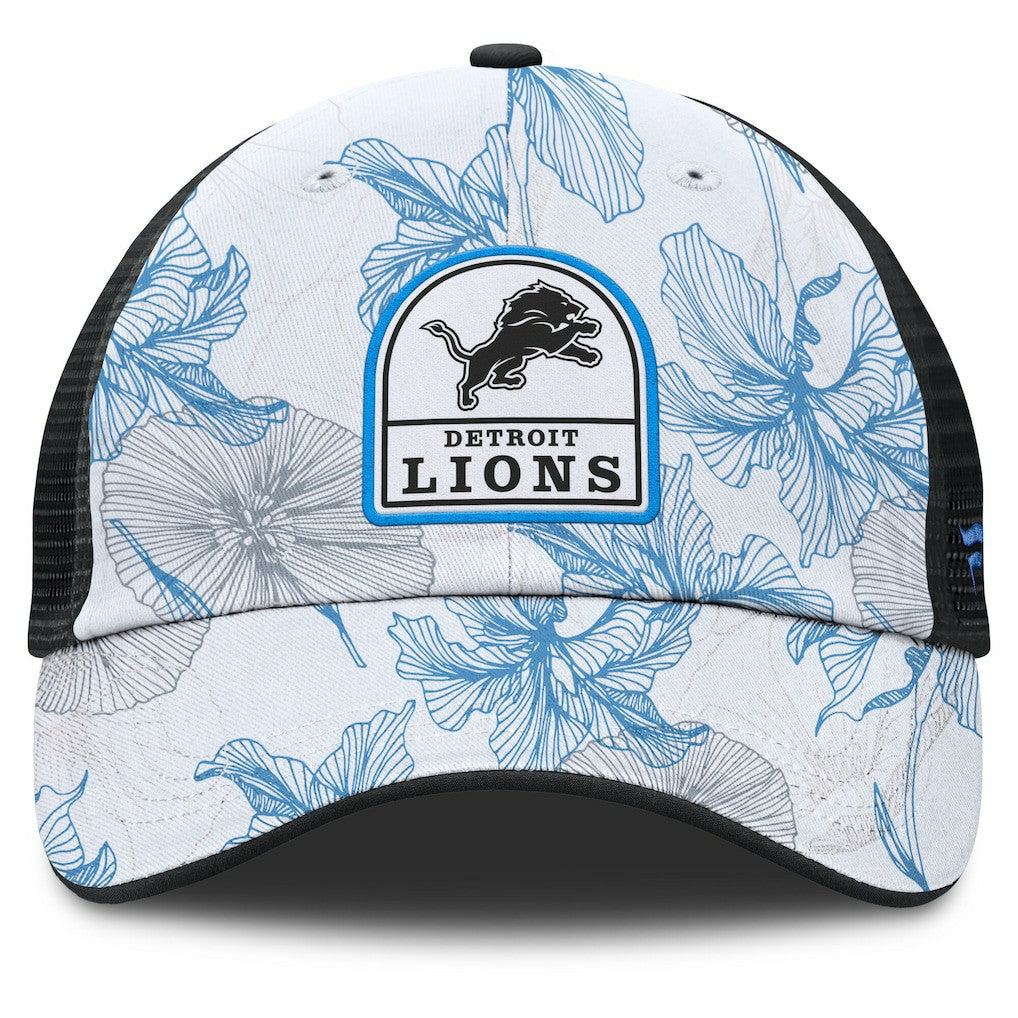 Detroit Lions Tropical Adjustable Trucker Hat - White/Black - Fanatics